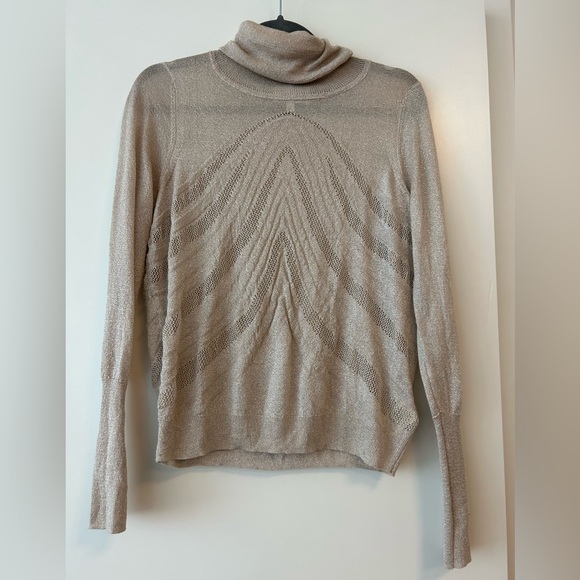 Anthropologie tan shimmer turtle neck size small - Picture 2 of 5